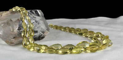 Certified Natural Lemon Quartz 409 Ct Beads Tear Drop Gemstone Necklace