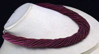 Natural Garnet Round Beaded 25 L 960 Ct Pink Gemstone Sterling Silver Necklace