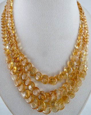 Natural Citrine Round Beads 530 Ct Sterling Silver Designer Fancy Necklace
