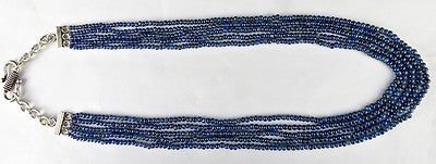 Certified Natural Blue Sapphire 289 Ct Round Beads Sterling Silver Necklace