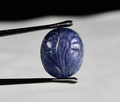 Certified Natural Unheated Blue Sapphire Carved Oval Gem 16.63ct Ring Pendant
