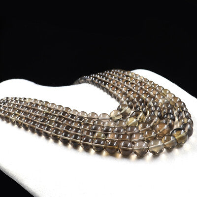 Natural Smoky Quartz Beads Necklace 5 L 928 Ct Gemstone Sterling Silver Party