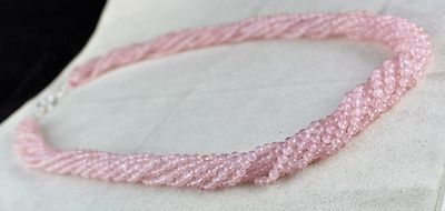 Sterling Silver Natural Rose Quartz Beads 591 Carat Gemstone Necklace For Women