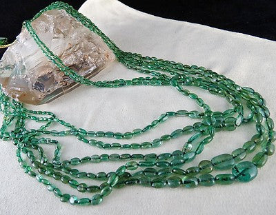 Certified Natural Emerald Necklace 398 Ct Cabochon Beads Important Gemstone