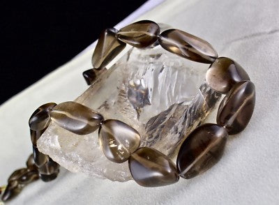 Natural Smoky Quartz Beads 768 Carats Tumble Gemstone Fashion Necklace