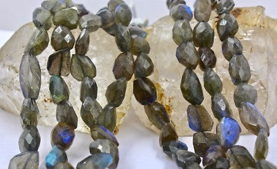 Natural Black Labradorite 877 Ct Faceted Tumble Gemstone Beaded Necklace 4 L