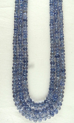 Certified Natural Blue Iolite 568ct Faceted Beads Gemstone Ladies Necklace