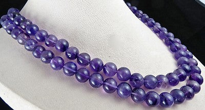 Amethyst Beads Necklace 2 L 800 Ct Round Semi Precious Big Gemstone Fine