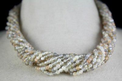 Natural Moonstone Beads Necklace 14 L 519 Ct Sterling Silver Fashion Jewelry