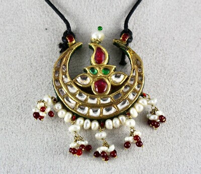 Certified Estate Antique Jadau Yellow Sapphire 122.7ct Pearl 22k Gold Pendant