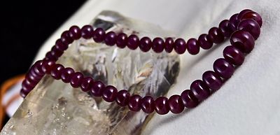 Certified 323 Ct Natural Ruby Necklace Round Red Untreated Gemstone String