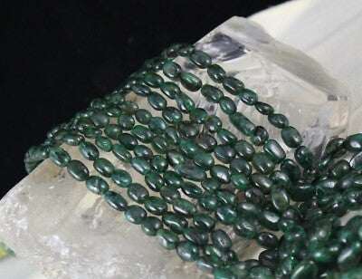 Certified 359 Ct Old Mines Emerald Beads 5 Line Nugget Necklace