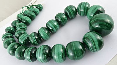 Certified 35mm Round Malachite Beads 3865 Ct Semi Precious Gemstone For Women