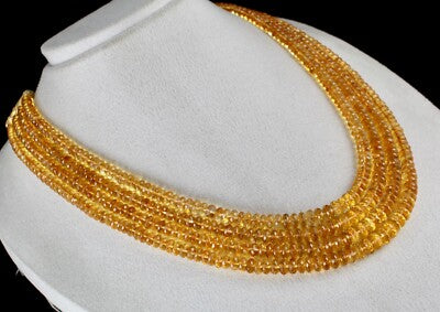 Certified Natural Yellow Citrine 631 Ct Faceted Round Necklace For Women