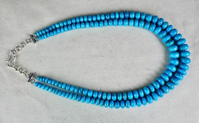 Certified Round Turquoise Beads 542 Ct Sterling Silver Vintage Necklace