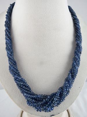 Certified Estate Natural Blue Sapphire Beads 464 Ct Sterling Silver Necklace