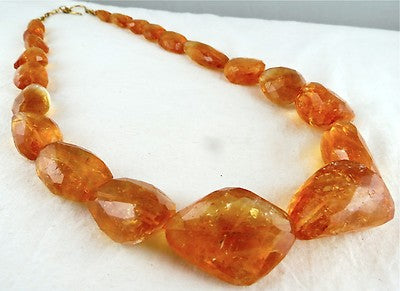 Certified Natural Citrine 815 Ct Faceted Sterling Silver Fashion Necklace
