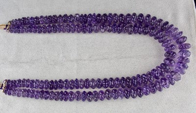 Certified Natural Amethyst Beads Carved Melon Necklace 886 Ct Purple Fashion