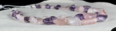 Natural Amethyst 908ct Rose Quartz Polished Rough Gemstone Beads Necklace