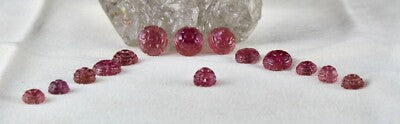 Certified Natural Pink Tourmaline Carved Flower 14 Pcs 59.30 Ct Necklace Set