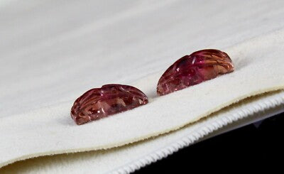 Natural Pink Tourmaline 20.59ct Carved Gemstones For Earrings Set 4 Pcs