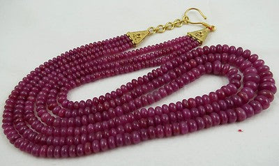 Certified Natural Ruby Round Beads Vintage Necklace 590 Ct Big Gemstone Red