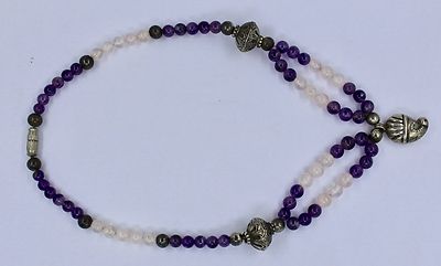 Sterling Silver Vintage Amethyst Ct Rose Quartz Beads Pendant Fashion Necklace