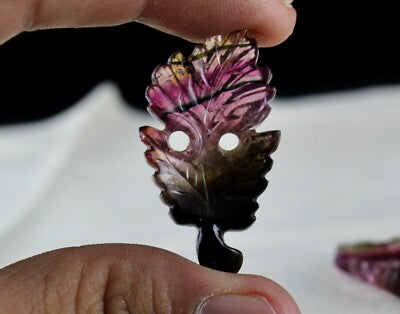 Certified Natural Watermelon Tourmaline Carved Pair 55.67 Ct Earrings 39x20mm