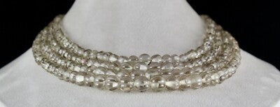 Antique Natural Smoky Quartz Carved Melon Beads Necklace 735 Ct Gemstone