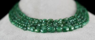 Certified Antique Natural Emerald Necklace 328ct Precious Gem Beaded Strings