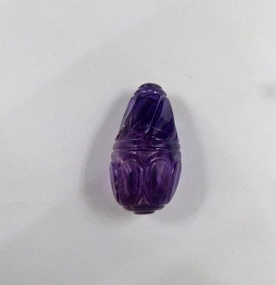 Natural Amethyst 37mm 90ct Carved Gemstone Teardrop For Pendant Hanging