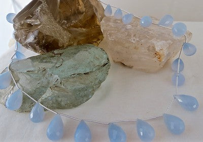 Blue Chalcedony 330 Ct Venetian Necklace 925 Sterling Silver For Wedding