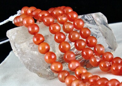 Natural Carnelian 862 Ct Beads Round Gemstone Necklace 2 Line Important