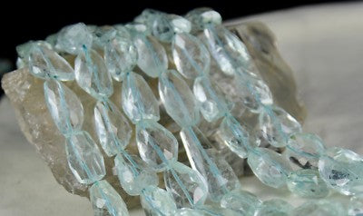 Certified Natural Untreated Aquamarine 1557ct Gem Faceted Tumble Beads Necklace