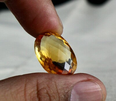 Natural Yellow Citrine Oval Cut Gemstone Pendant 17.62 Ct Designing