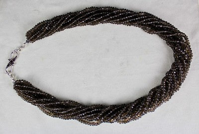 Natural Black Smoky Quartz Beads 10mm Faceted Round Necklace 860 Ct Gemstone