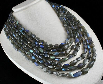 Certified Natural Black Labradorite Faceted Tumble 1782 Ct Gemstone Necklace