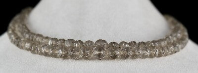 Natural Smoky Quartz 345ct Carved Beads Antique Necklace