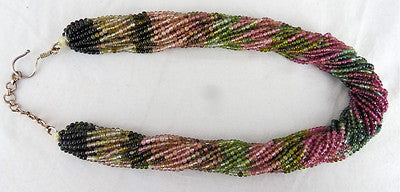 Certified Estate Nautral Multi Tourmaline Round Beads 658ct Silver Necklace