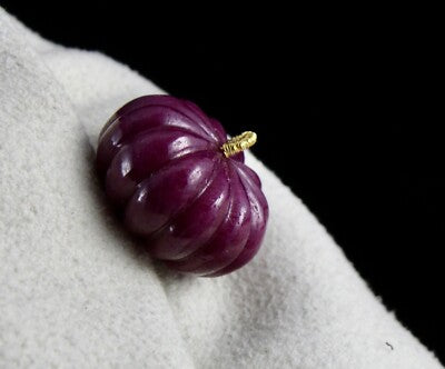 Certified Natural Ruby Carved Melon Pumpkin Bead 53.50 Ct Drilled Pendant Ring