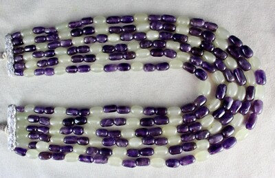 Natural Multi Jade Amethyst 1104ct Beads Fashion Gemstone Necklace
