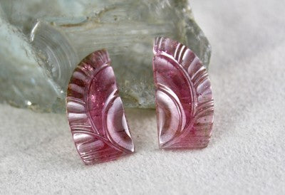 Natural Multi Colour Tourmaline 23.71 Cts Carved Gemstone Pendant Earring