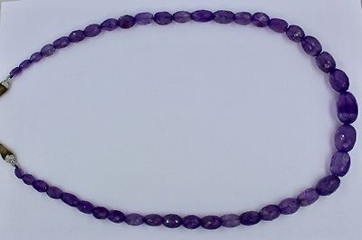 Natural Purple Amethyst Faceted Oval Necklace 550 Ct Gemstone Beads Finest