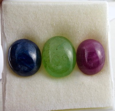 Certified 20mm 90 Ct Natural Rubies Emerald Blue Sapphire Cabochon Oval Gemstone