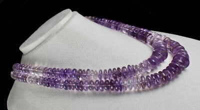 Certified Natural Amethyst Round Beads Necklace 2l 1127ct Unique Sterling Silver