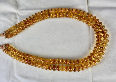 Certified Natural Yellow Citrine Beads Necklace 2 L 607 Ct Gemstone Statement