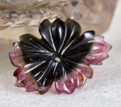 Natural Multi-color Tourmaline Carved Flower Pendant 16.41ct Gemstone Design