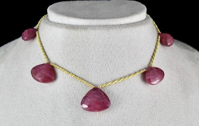 Certified Natural Ruby Beads Faceted Heart Drops 5 Pcs 118ct Gemstone Hanging