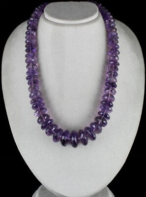 Certified Natural Brazilian Amethyst 1220 Cts Faceted Sterling Silver Necklace