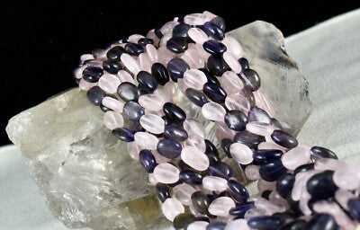 Natural Rose Quartz Iolite Beads 8 Line 792 Ct Fashion Necklace For Women